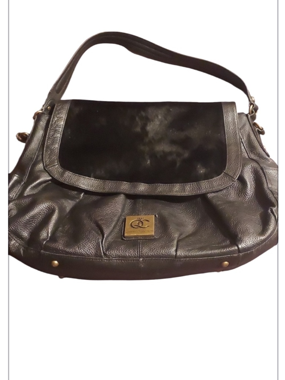 QUEEN by queen Latifah leather/ pony hair purse in excellent condition